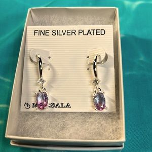 Light purple and pink oval dangle earrings